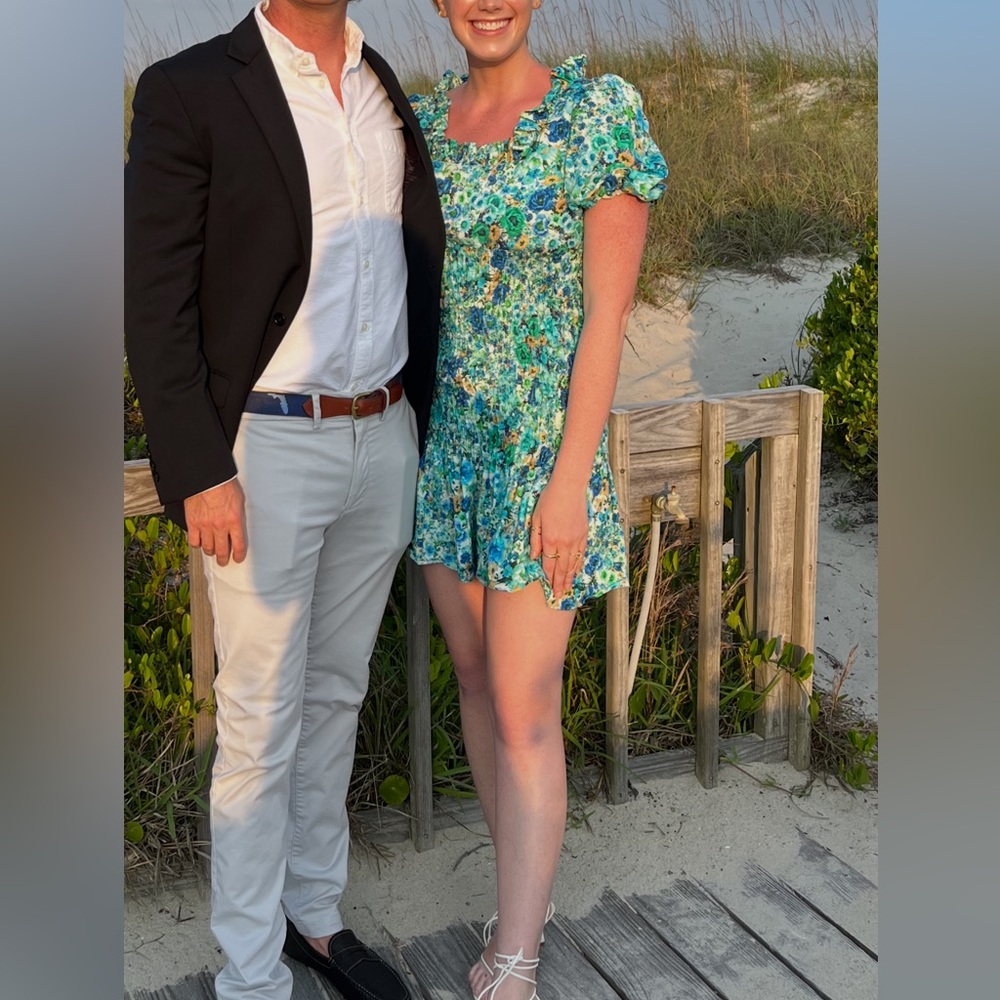 Zara Blue and Green Floral Dress